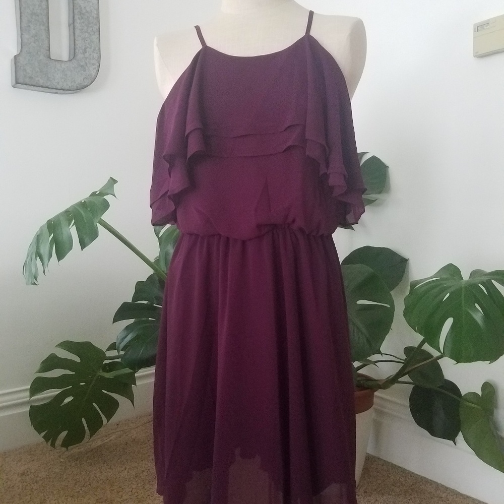 Plum Ruffle Modcloth Dress